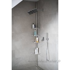 Étagère salle de bain étagère d'angle télescopique Étagère 3 Étages Argent Brillant 70 – Longueur 250 cm Douche étagère douche - B06XT4GW9C